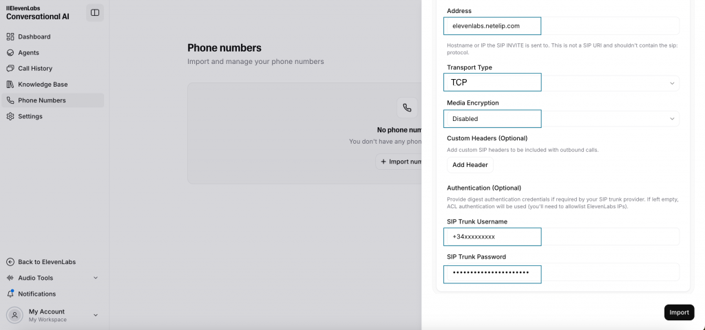 Cómo configurar ElevenLabs para que funcione con netelip
